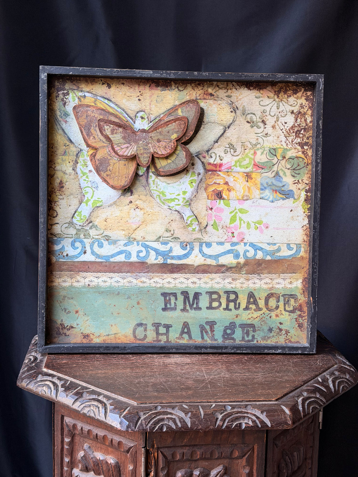 Kelly Rae Roberts Creative Co-Op Butterfly Wall Art Embrace Change 16x16