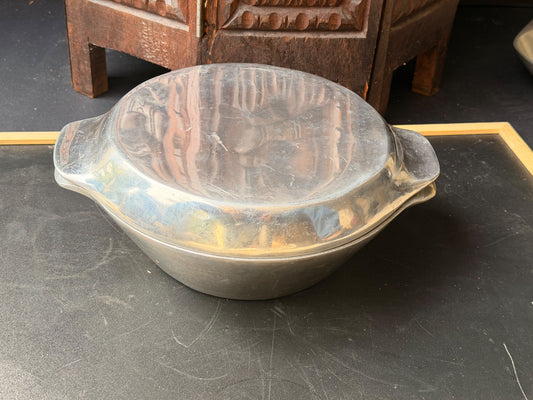 Vintage Nambe Covered Casserole Dish 20 Round Serving Bowl with Lid 10.5in