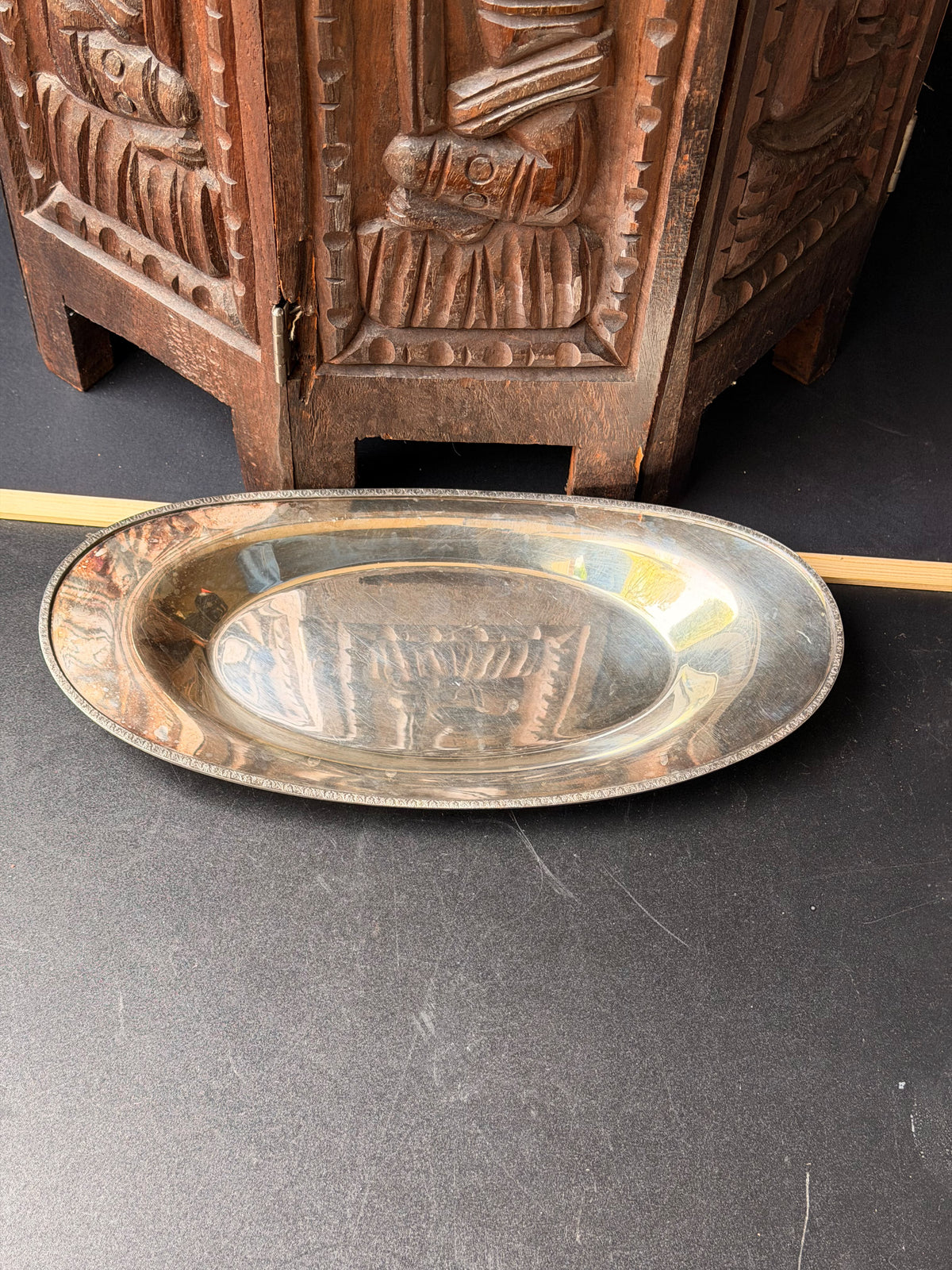 Vintage Wm A Rogers EPNS Silverplate Oval Bread Tray Serving Dish 490 10in