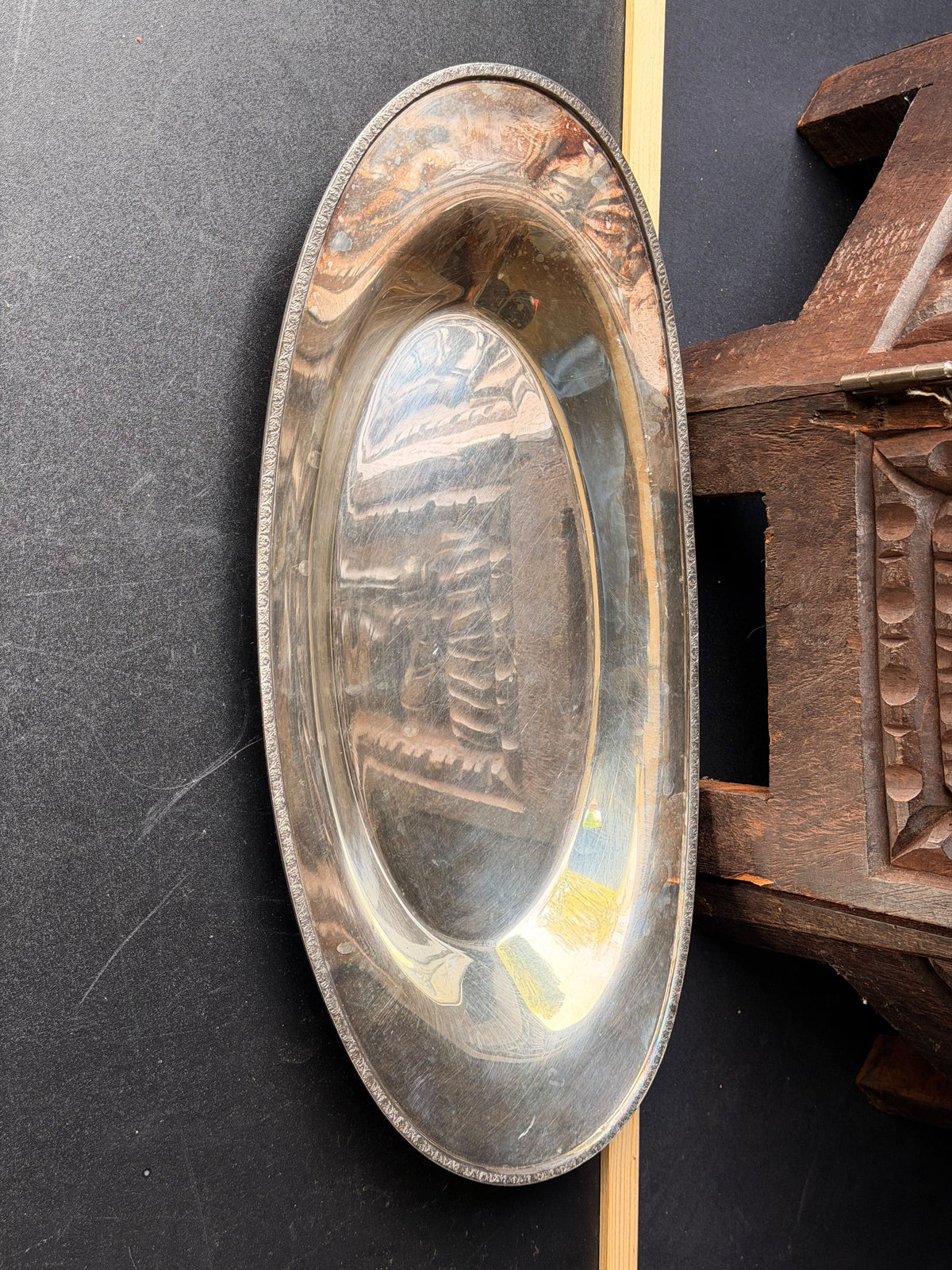 Vintage Wm A Rogers EPNS Silverplate Oval Bread Tray Serving Dish 490 10in
