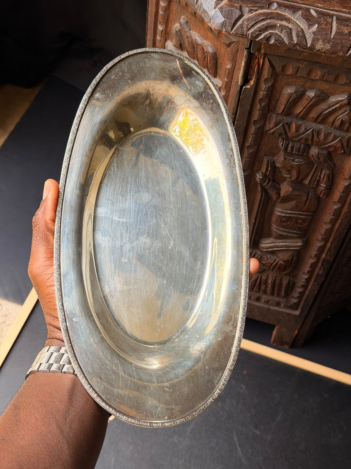 Vintage Wm A Rogers EPNS Silverplate Oval Bread Tray Serving Dish 490 10in
