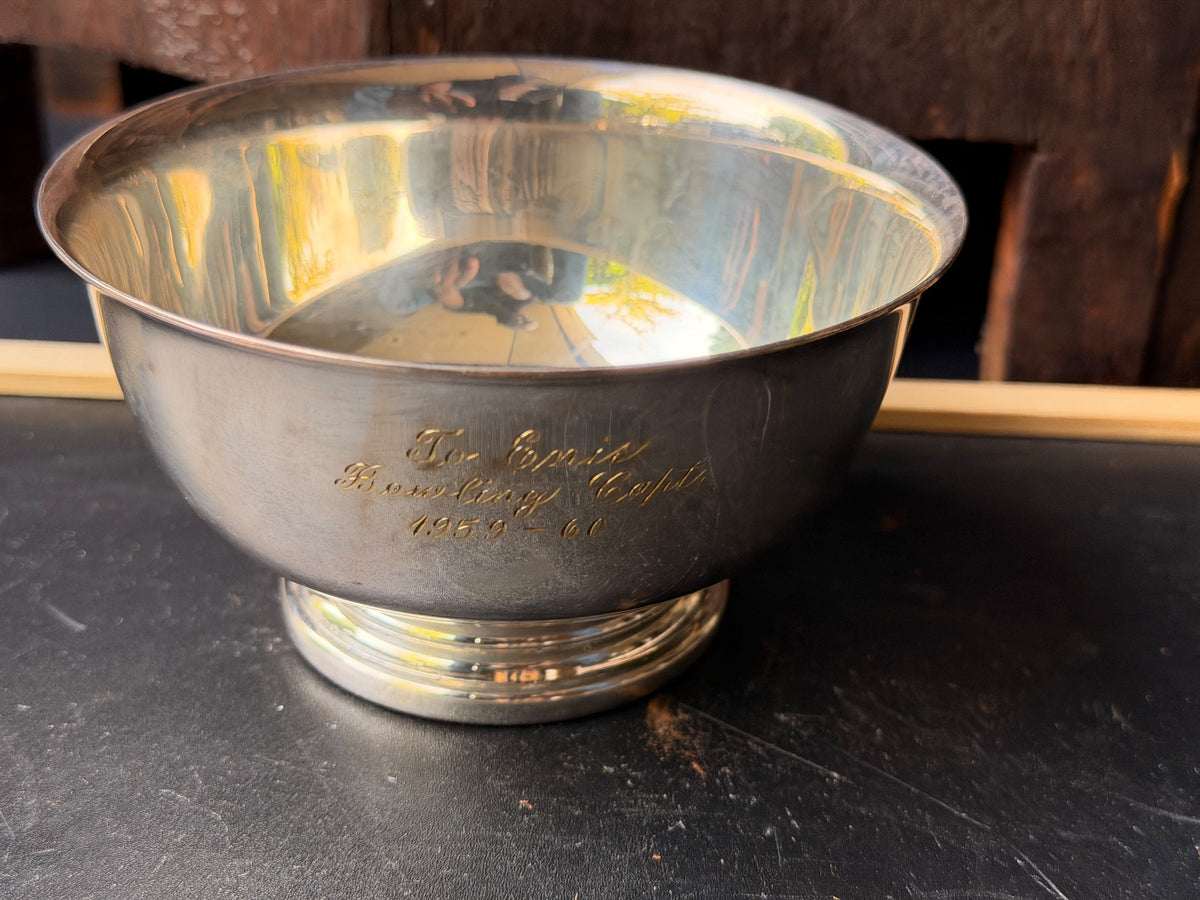 Vintage Gorham Silverplate Paul Revere Bowl YC778 5in Bowling Trophy 1959-60