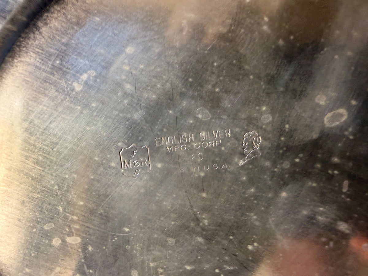 Vintage English Silver Mfg Silverplate Silent Butler Pegasus Engraved 10.5"