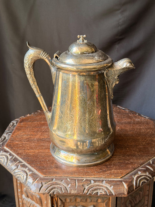 Victorian EG Webster & Bro Triple Plate Ice Water Pitcher Eagle Spout 10.8in