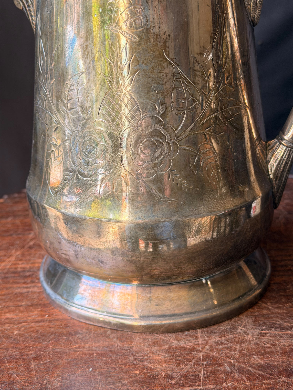 Victorian EG Webster & Bro Triple Plate Ice Water Pitcher Eagle Spout 10.8in