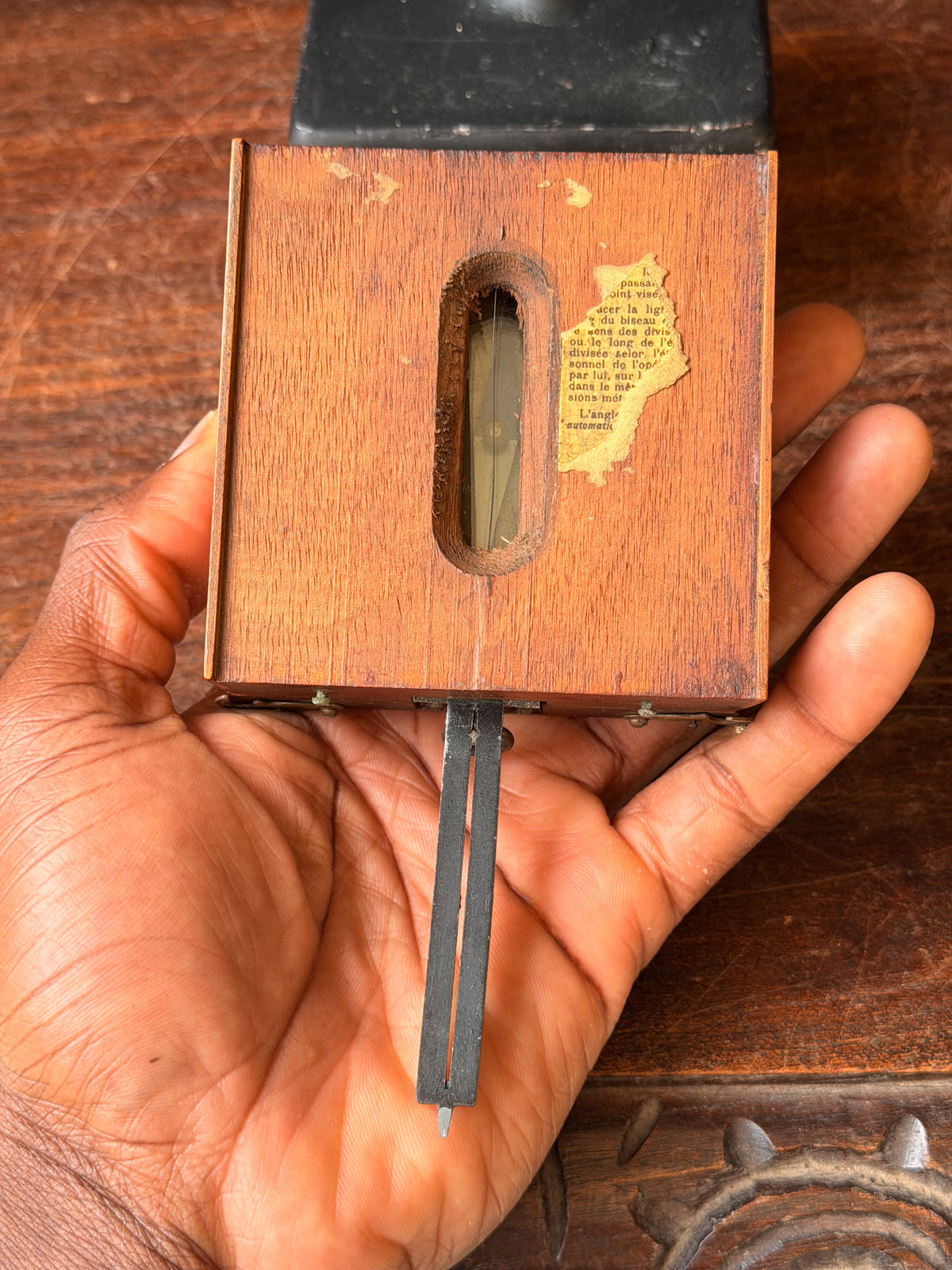 Vintage French General Peigne Alidade Compass Delagrave Paris Friez Wood Box