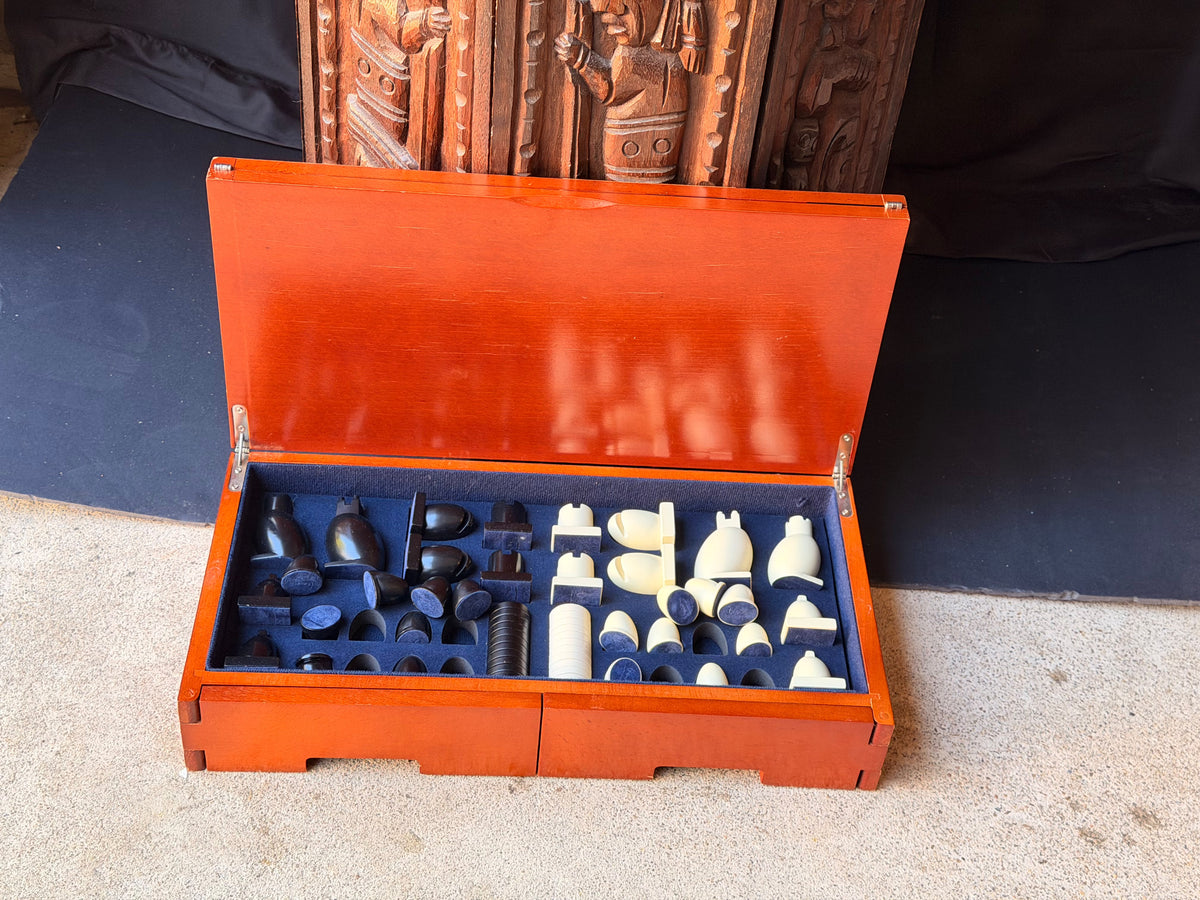 Michael Graves Design Chess & Checkers Set Folding Wood Board Storage Case 16"