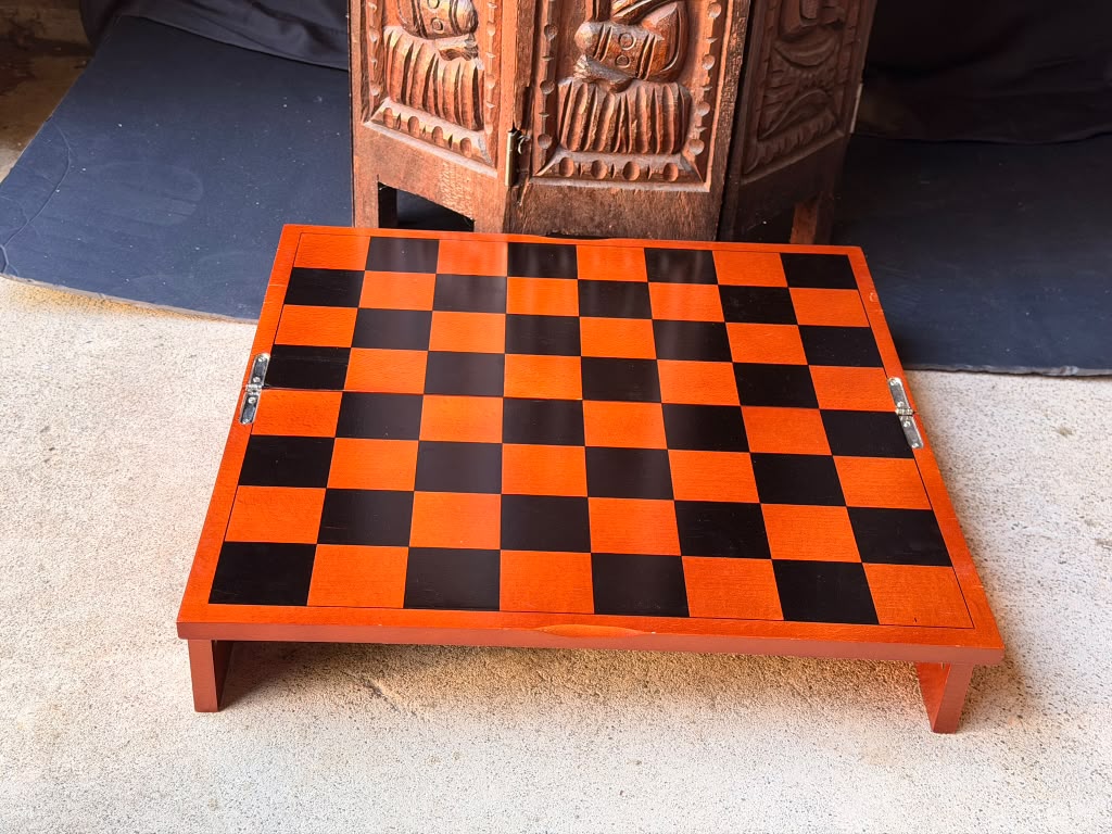 Michael Graves Design Chess & Checkers Set Folding Wood Board Storage Case 16"