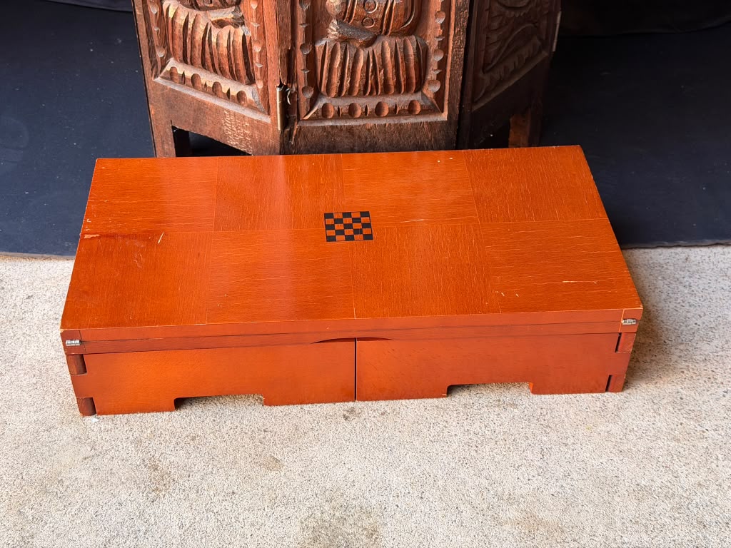 Michael Graves Design Chess & Checkers Set Folding Wood Board Storage Case 16"