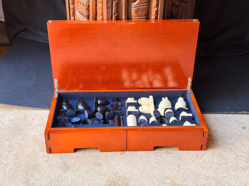 Michael Graves Design Chess & Checkers Set Folding Wood Board Storage Case 16"
