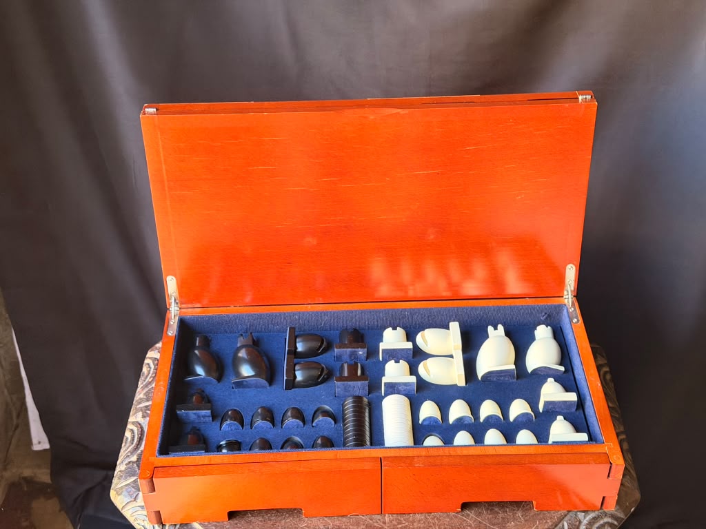 Michael Graves Design Chess & Checkers Set Folding Wood Board Storage Case 16"