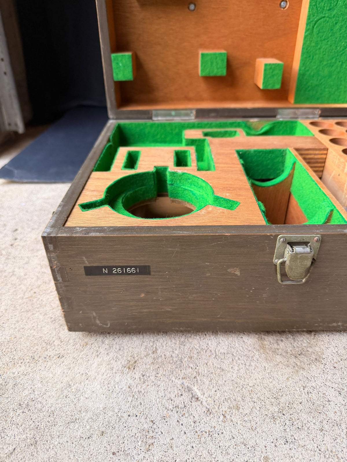 Vintage Wood Microscope Case Fitted Green Felt Interior Lab Instrument Box 14"
