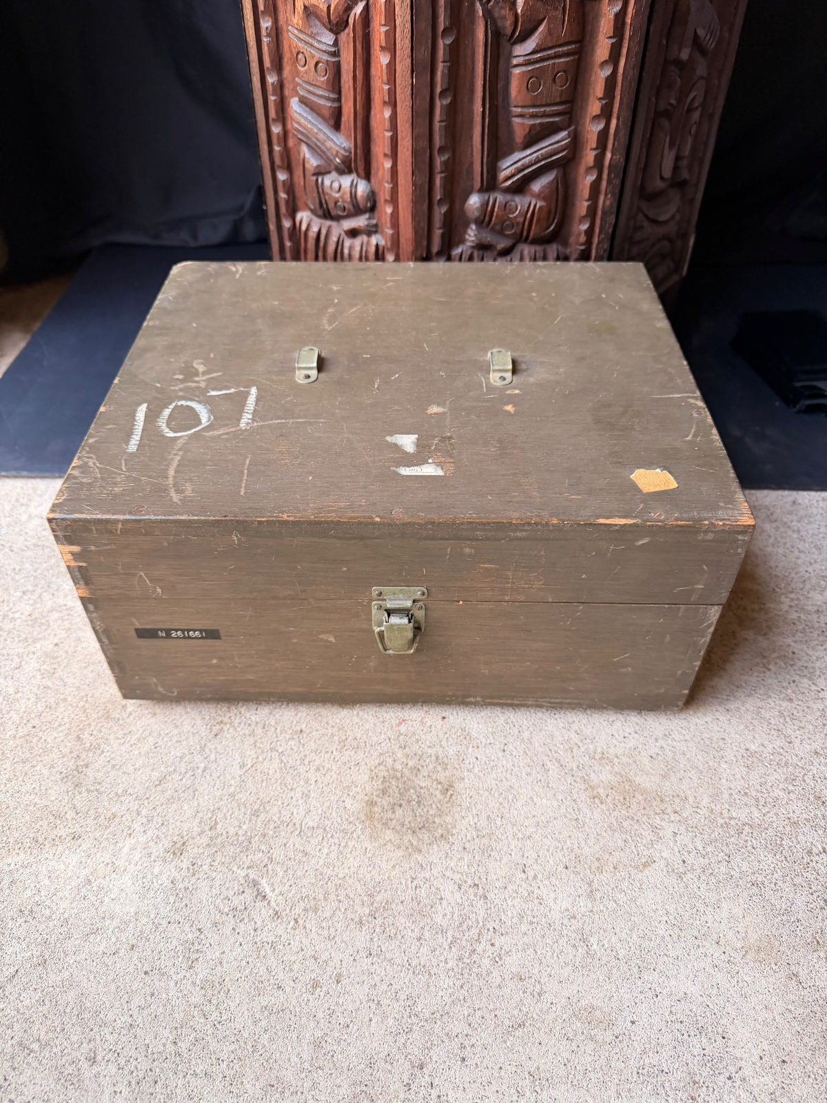 Vintage Wood Microscope Case Fitted Green Felt Interior Lab Instrument Box 14"