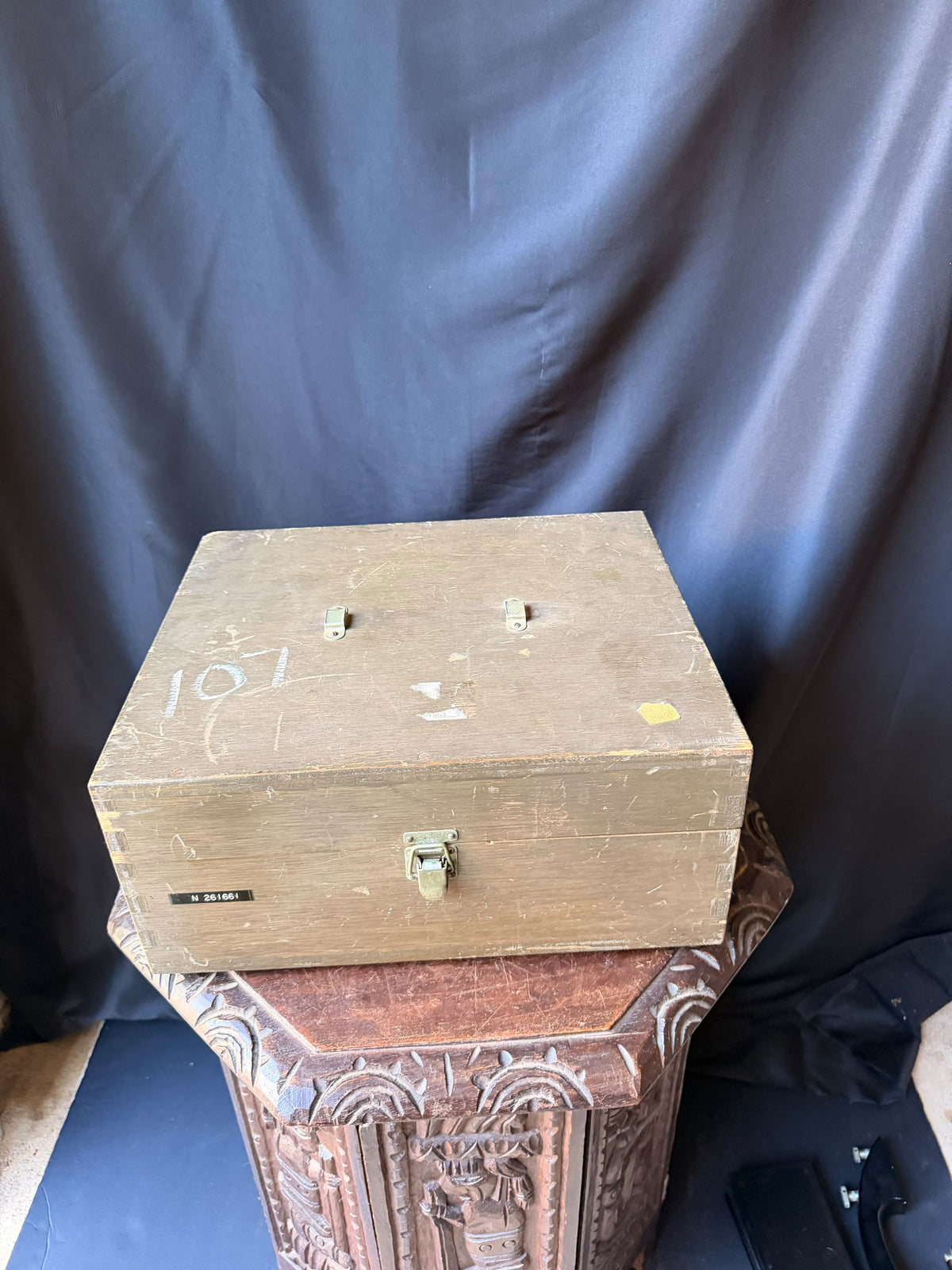 Vintage Wood Microscope Case Fitted Green Felt Interior Lab Instrument Box 14"