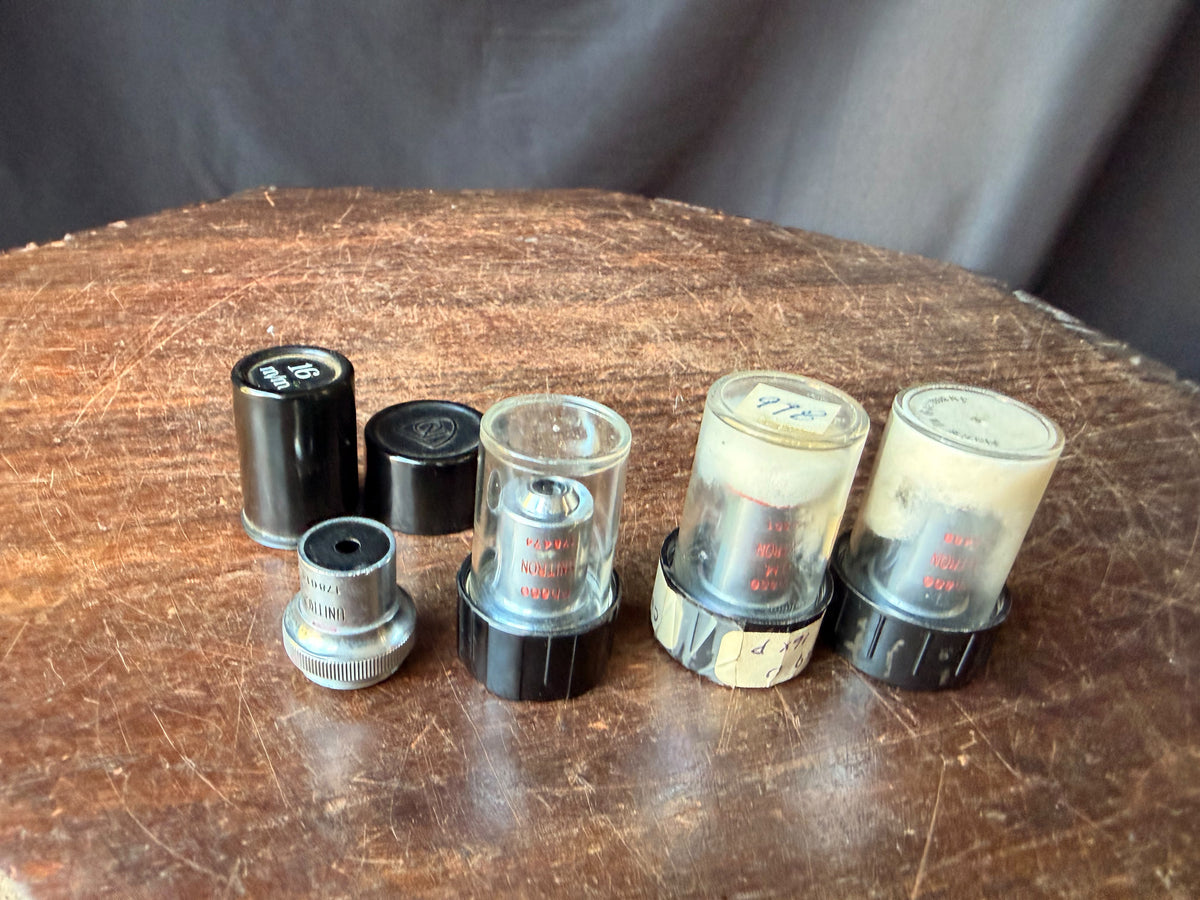 Vintage Unitron Phase Contrast Microscope Objective Lot 4x 10x 40x 100x Oil