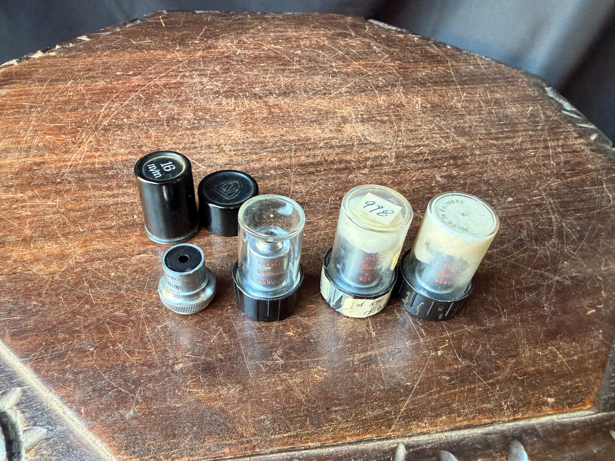 Vintage Unitron Phase Contrast Microscope Objective Lot 4x 10x 40x 100x Oil