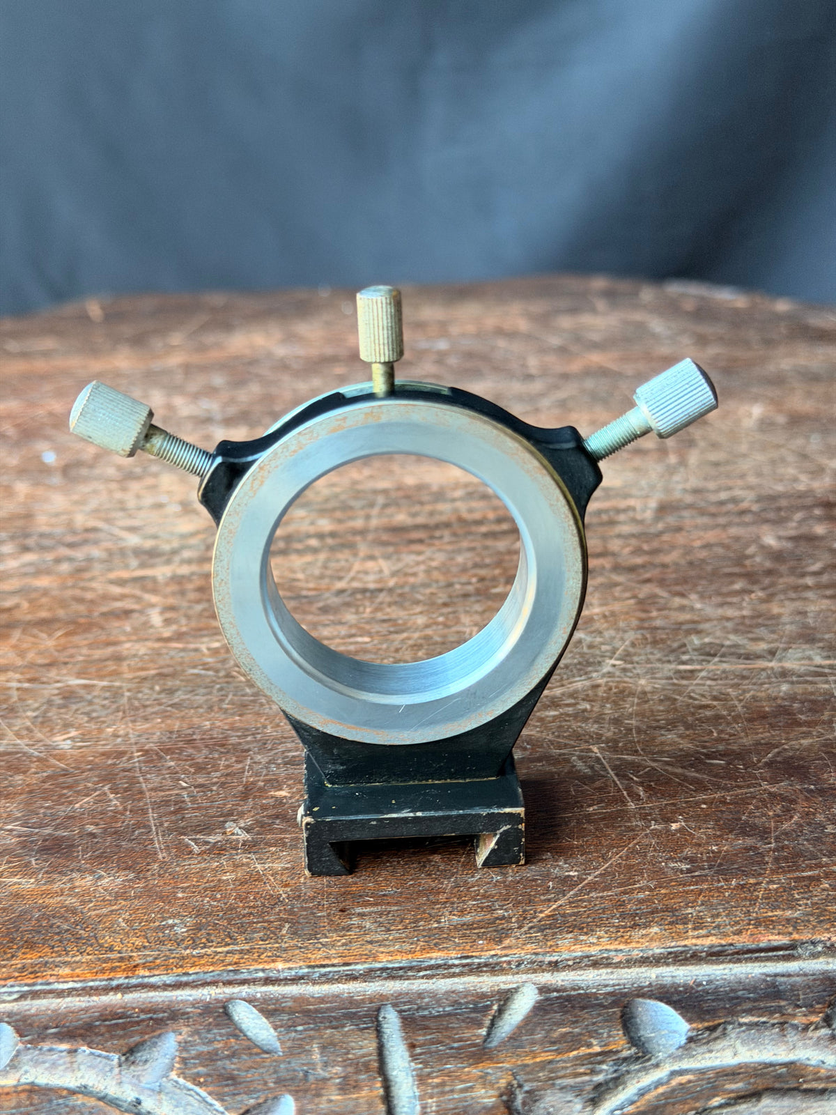 Vintage Microscope Substage Condenser Centering Mount with Dovetail Base 3.5"