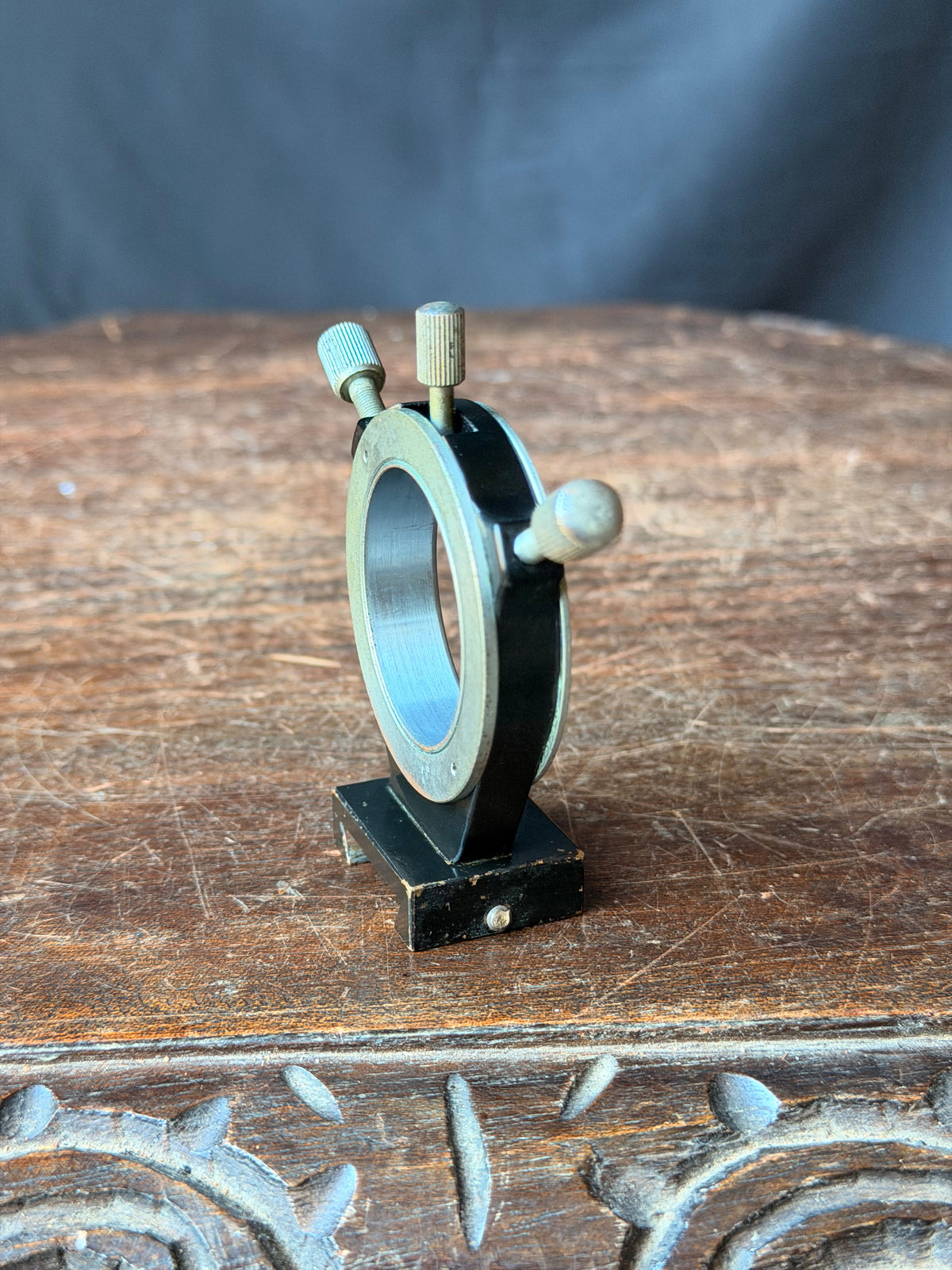 Vintage Microscope Substage Condenser Centering Mount with Dovetail Base 3.5"