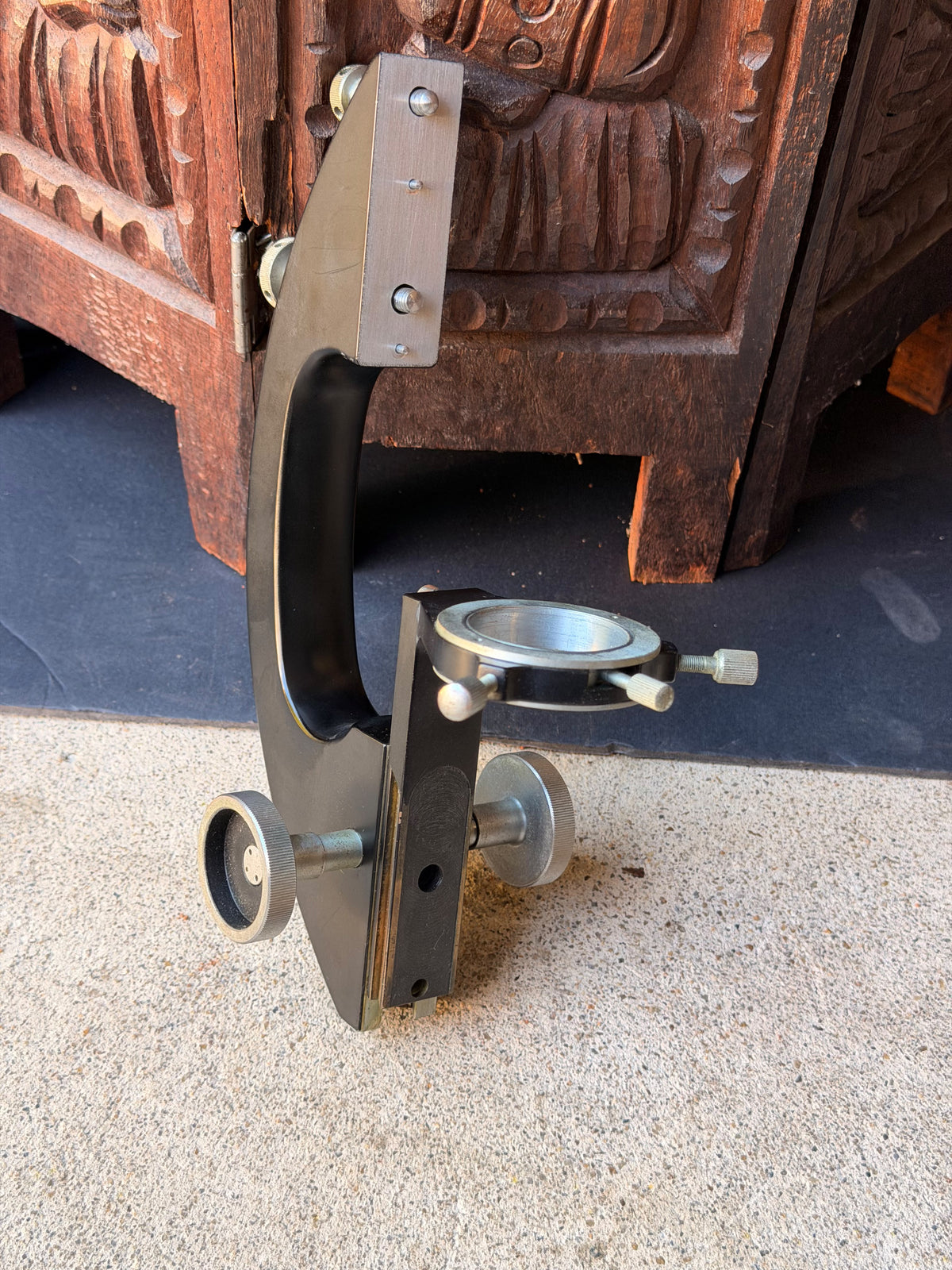 Vintage Microscope Condenser Arm Rack and Pinion Focus with Centering Ring 9.7"