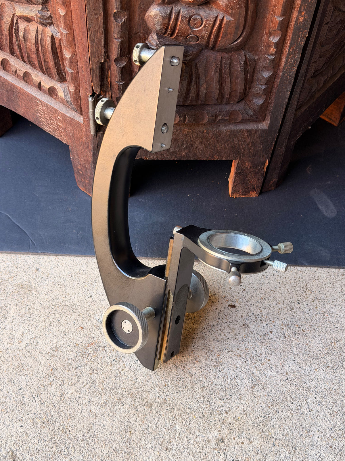 Vintage Microscope Condenser Arm Rack and Pinion Focus with Centering Ring 9.7"