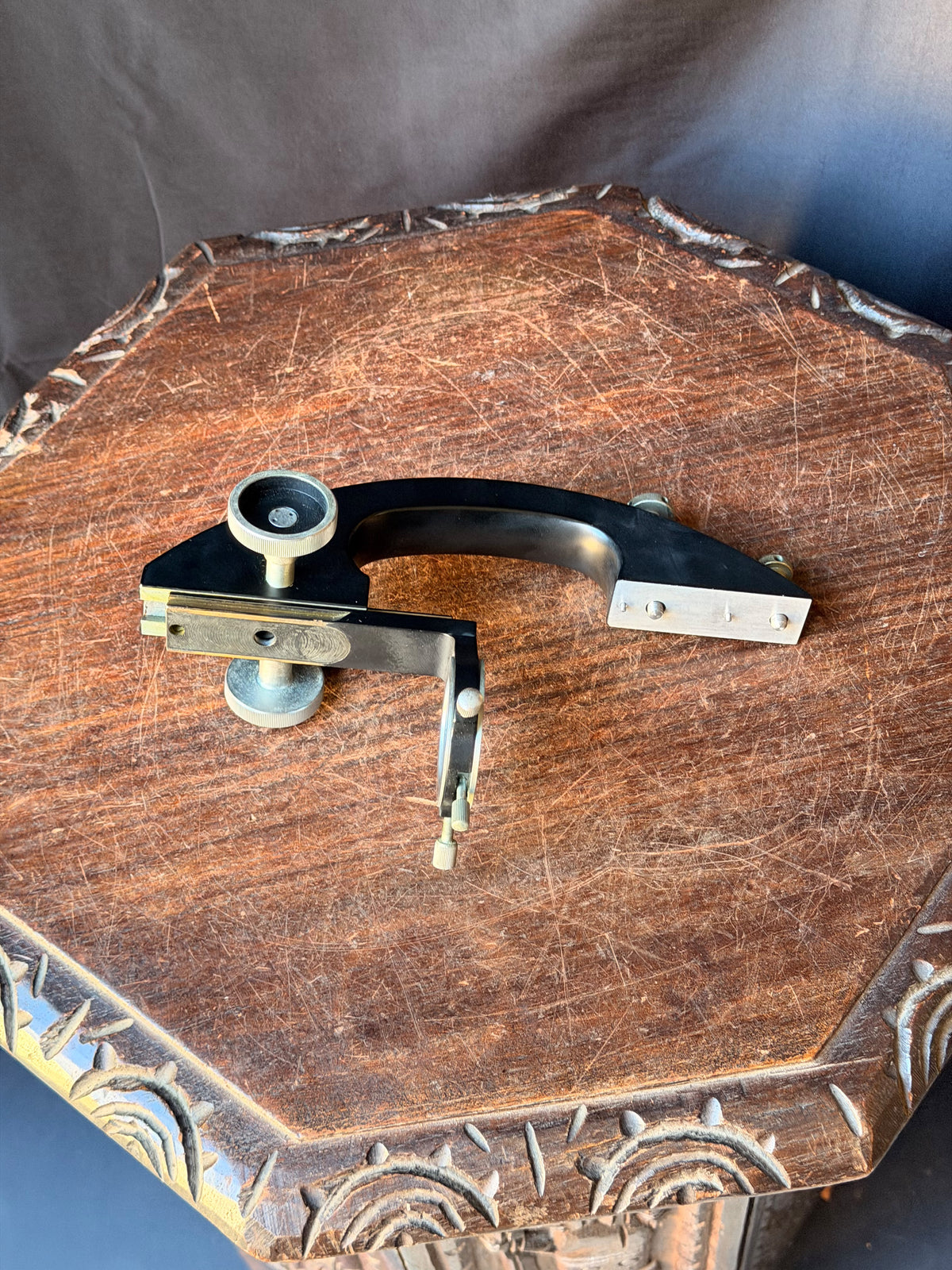 Vintage Microscope Condenser Arm Rack and Pinion Focus with Centering Ring 9.7"