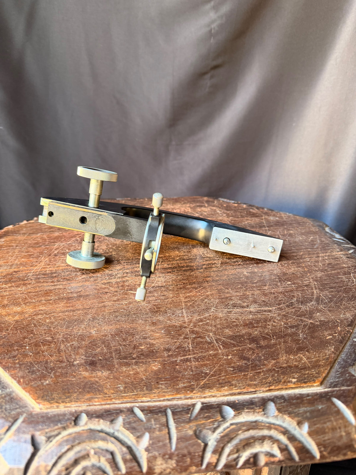 Vintage Microscope Condenser Arm Rack and Pinion Focus with Centering Ring 9.7"