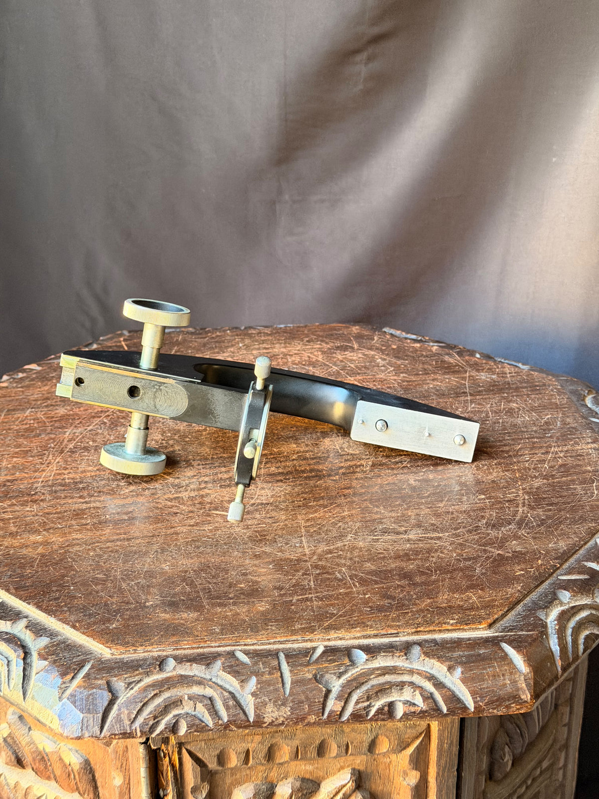 Vintage Microscope Condenser Arm Rack and Pinion Focus with Centering Ring 9.7"