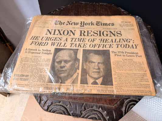 Vintage Nixon Resigns Newspaper Lot August 9 1974 New York Times & Baltimore Sun