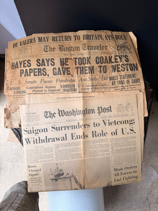Vintage Washington Post 1975 Fall of Saigon & Boston Traveler 1920 Newspaper Lot