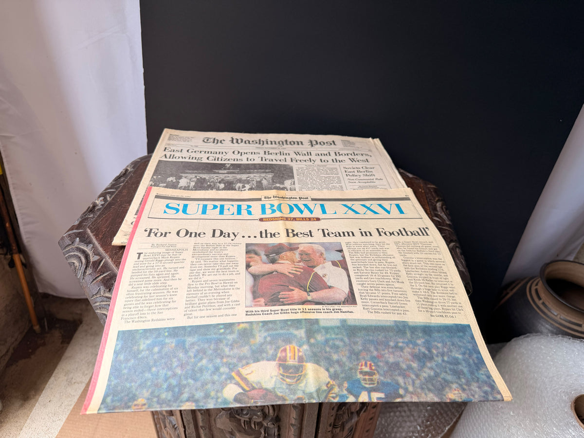 Washington Post 1989 Berlin Wall & 1992 Redskins Super Bowl XXVI Newspaper Lot - view 2