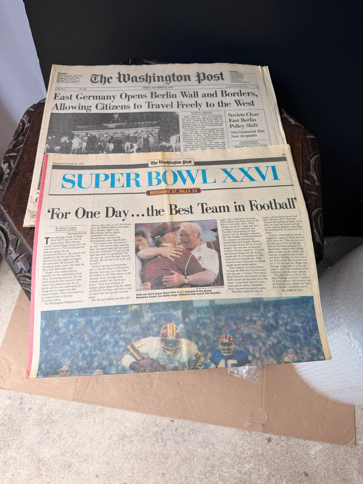 Washington Post 1989 Berlin Wall & 1992 Redskins Super Bowl XXVI Newspaper Lot - view 6