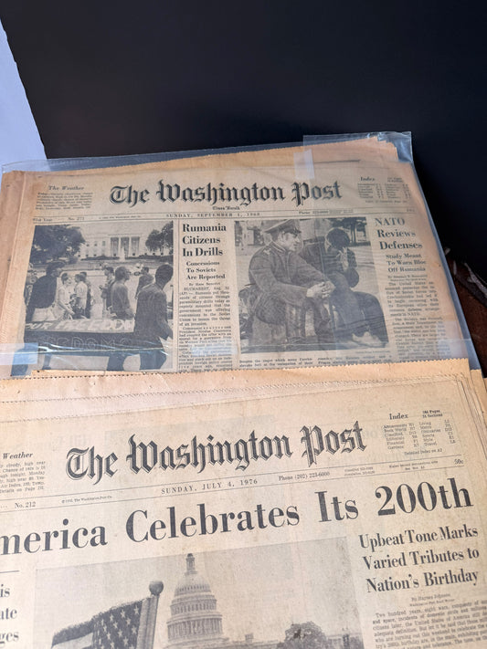 Vintage Washington Post 1968 & July 4 1976 Bicentennial Entebbe Newspaper Lot