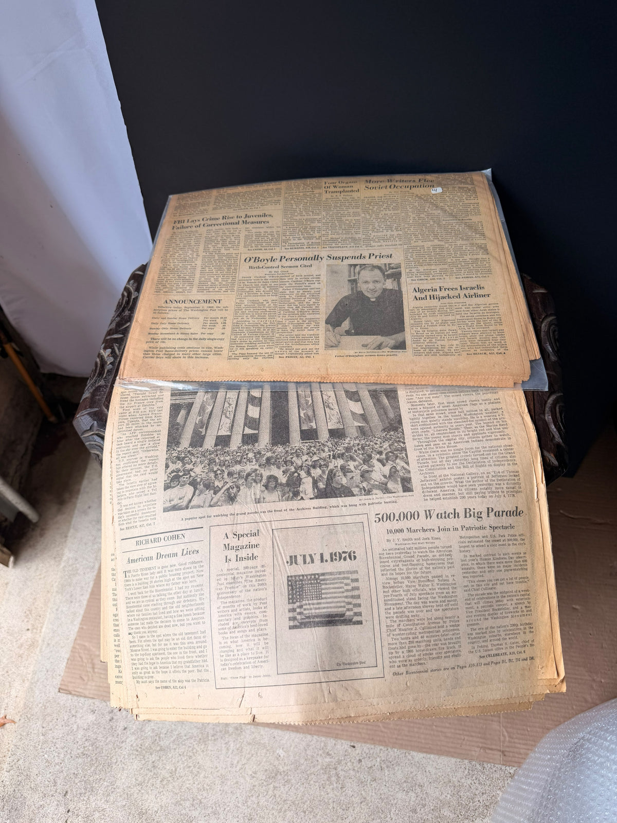 Vintage Washington Post 1968 & July 4 1976 Bicentennial Entebbe Newspaper Lot
