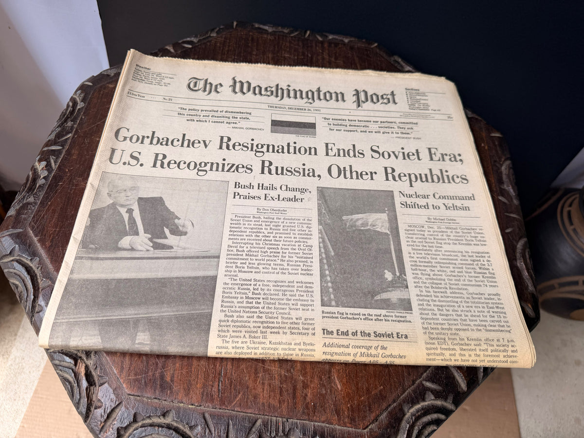 Washington Post December 26 1991 Gorbachev Resigns End of Soviet Union Newspaper