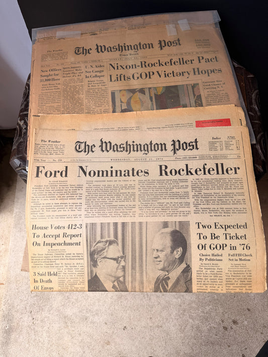 Washington Post 1960 Nixon-Rockefeller Pact & 1974 Ford Nominates Rockefeller