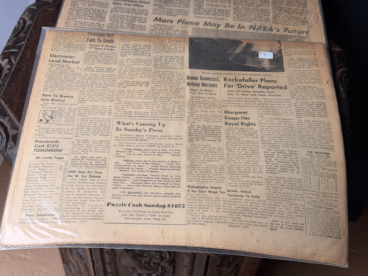 Pittsburgh Press 1960 Ike Princess Margaret & 1978 Son of Sam Newspaper Lot