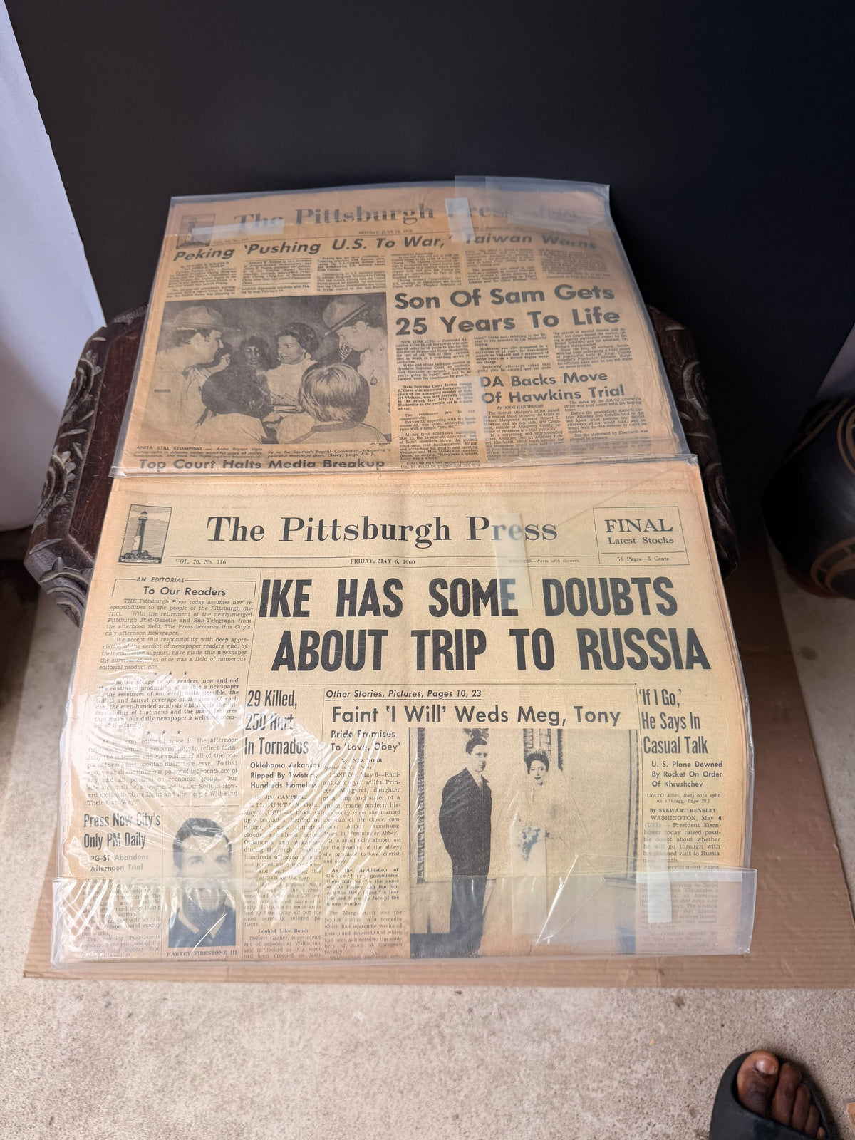 Pittsburgh Press 1960 Ike Princess Margaret & 1978 Son of Sam Newspaper Lot