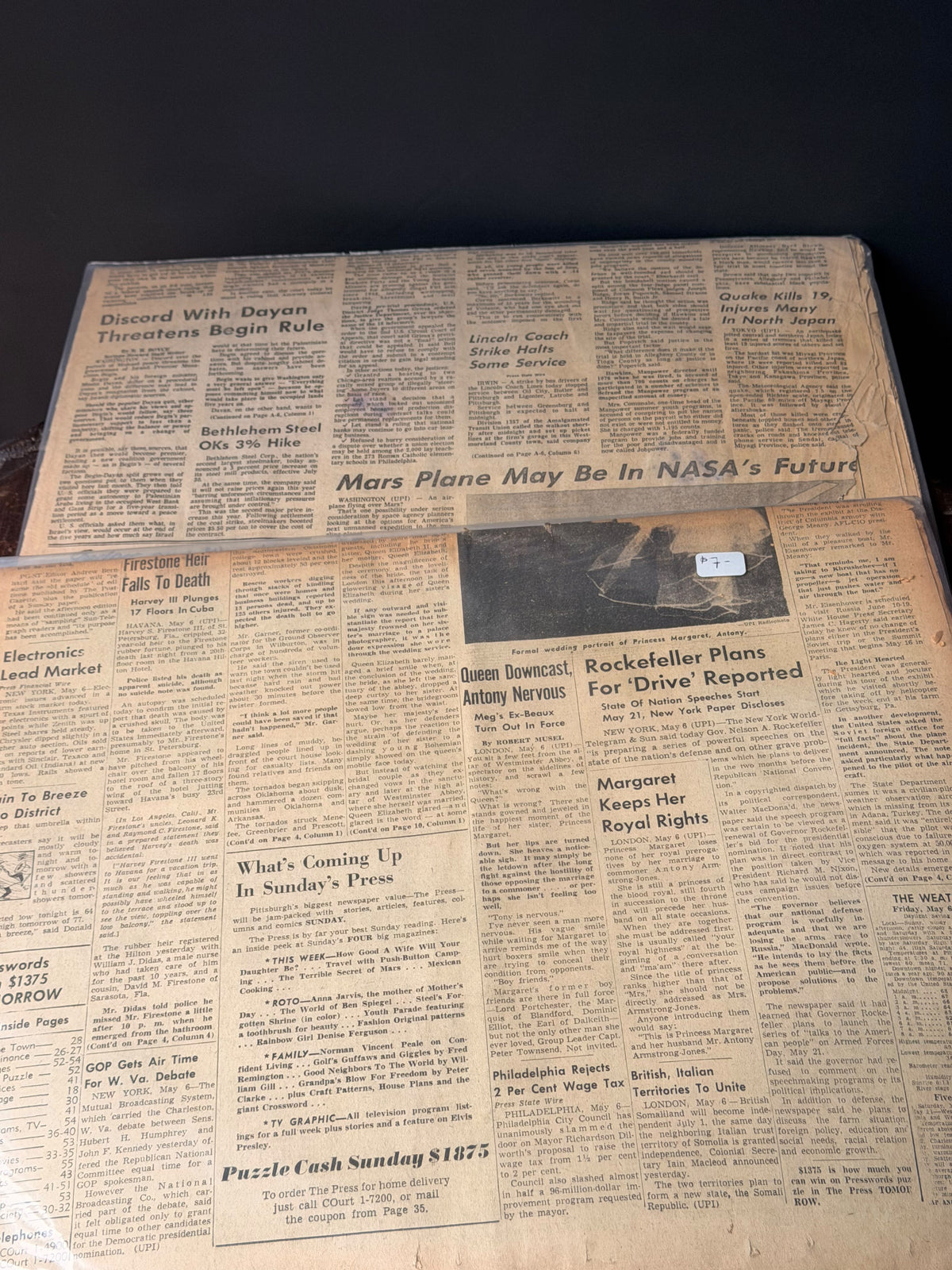 Pittsburgh Press 1960 Ike Princess Margaret & 1978 Son of Sam Newspaper Lot