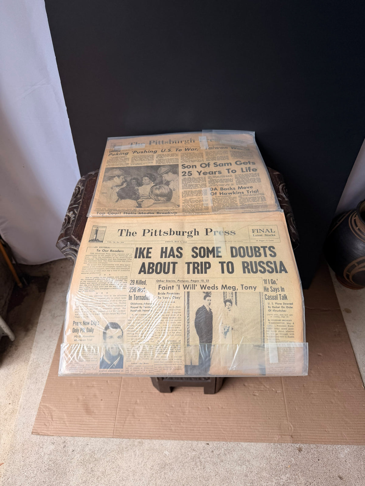 Pittsburgh Press 1960 Ike Princess Margaret & 1978 Son of Sam Newspaper Lot