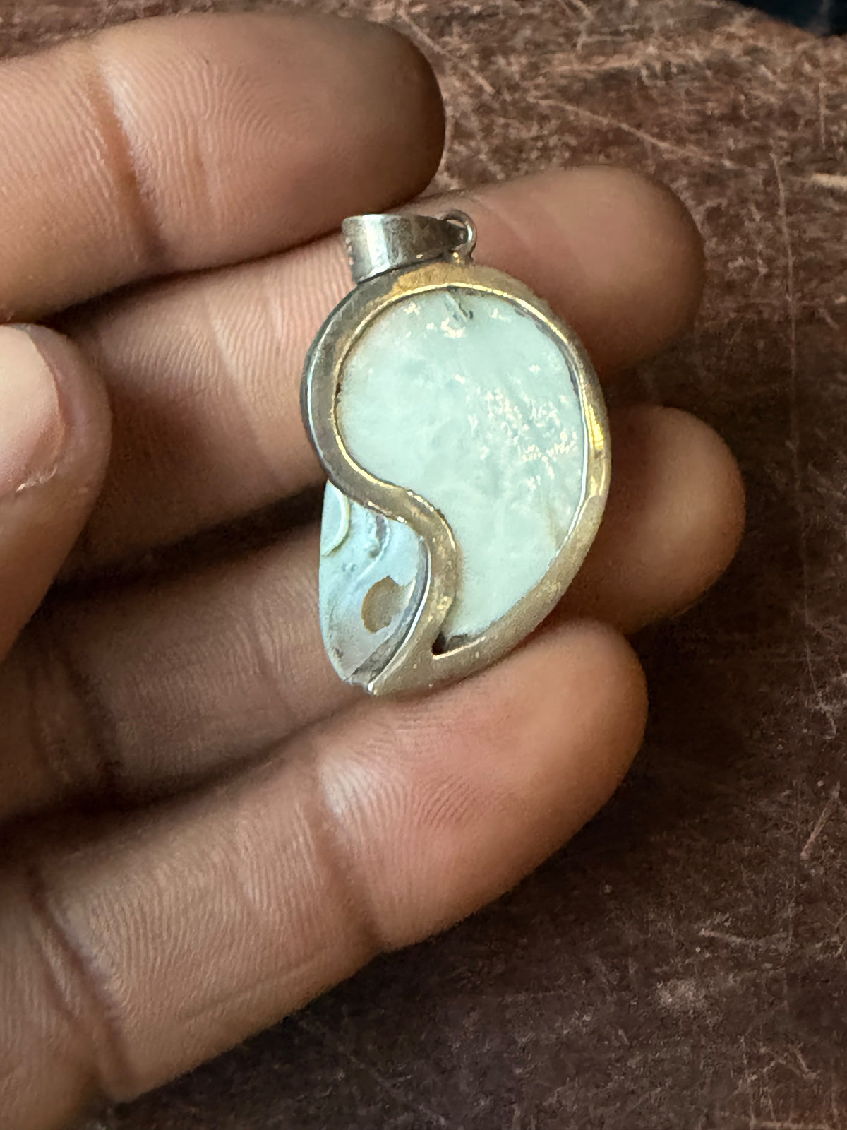 Vintage 925 Sterling Silver Pearlized Nautilus Shell Pendant 1.2"