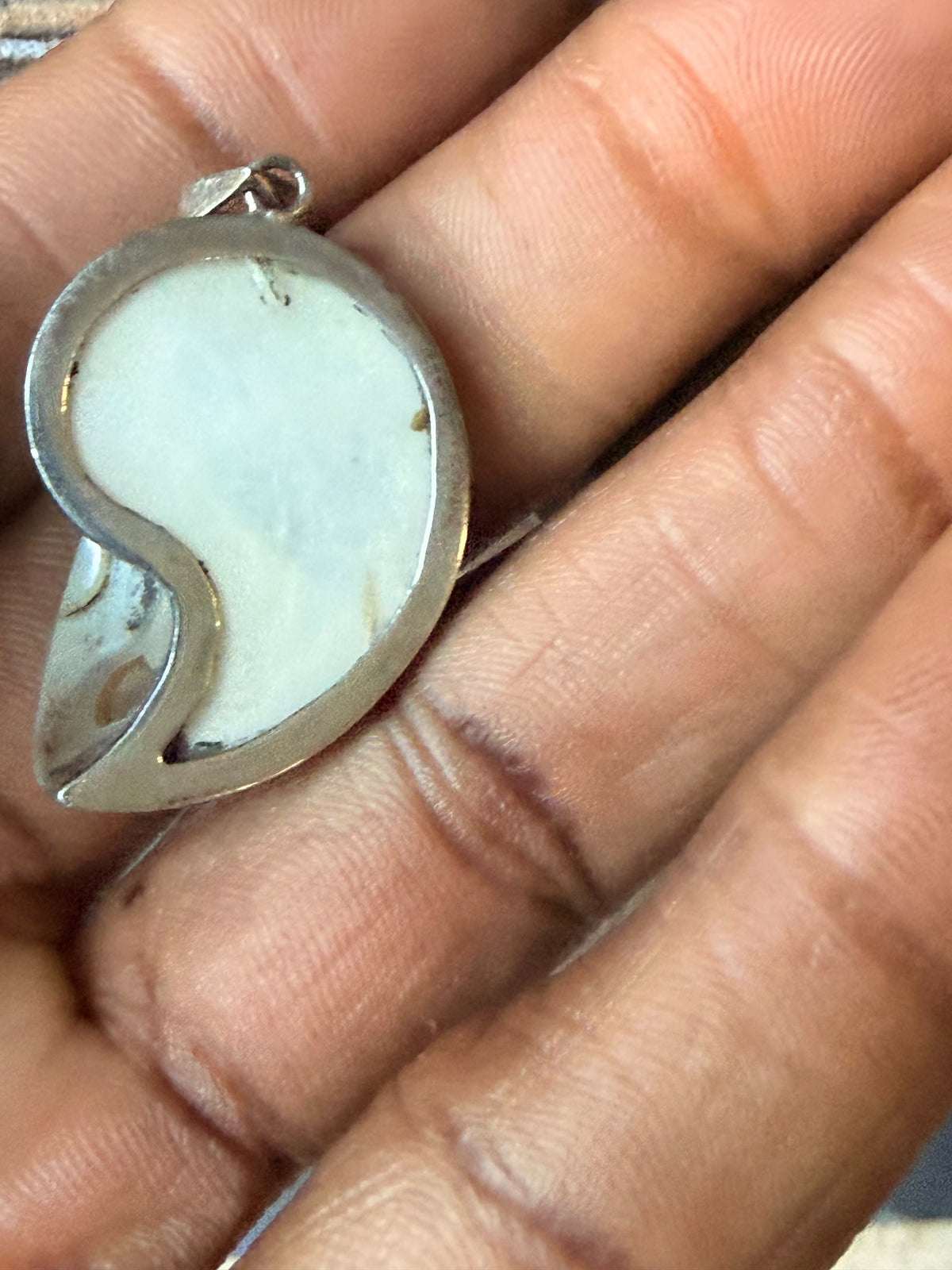 Vintage 925 Sterling Silver Pearlized Nautilus Shell Pendant 1.2"