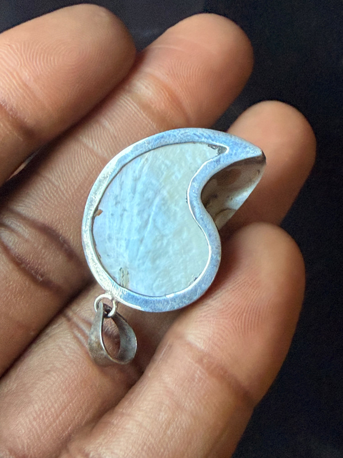 Vintage 925 Sterling Silver Pearlized Nautilus Shell Pendant 1.2"