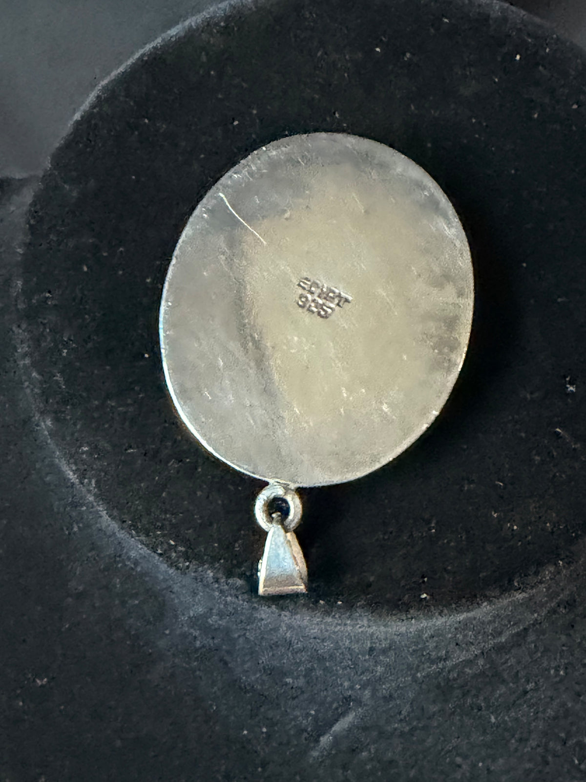 Vintage Egyptian 925 Sterling Silver Carved Scarab Beetle Pendant 1.5"