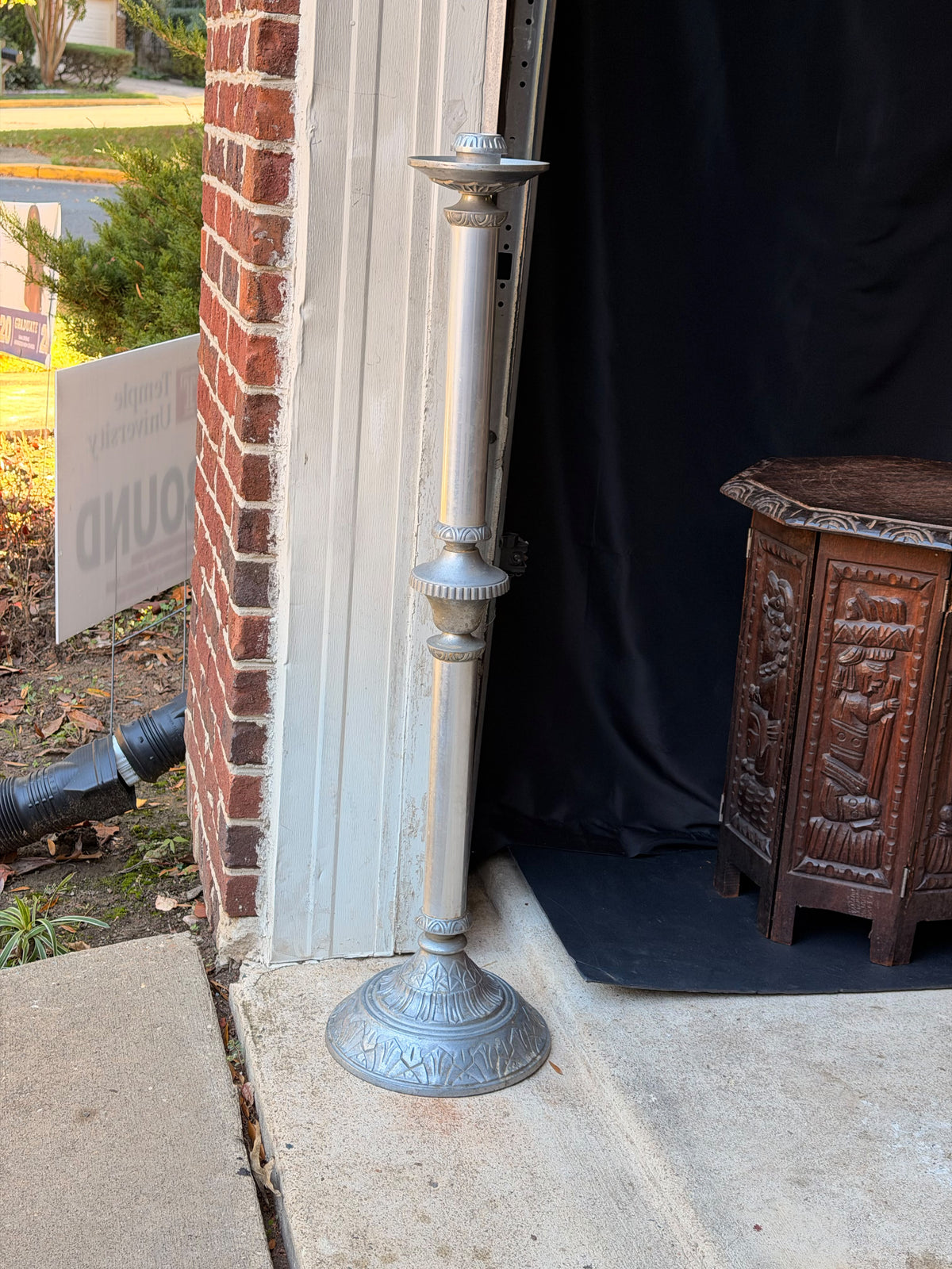 Vintage Cast Aluminum Church Altar Floor Candlestick Pattern No 26 41" Tall