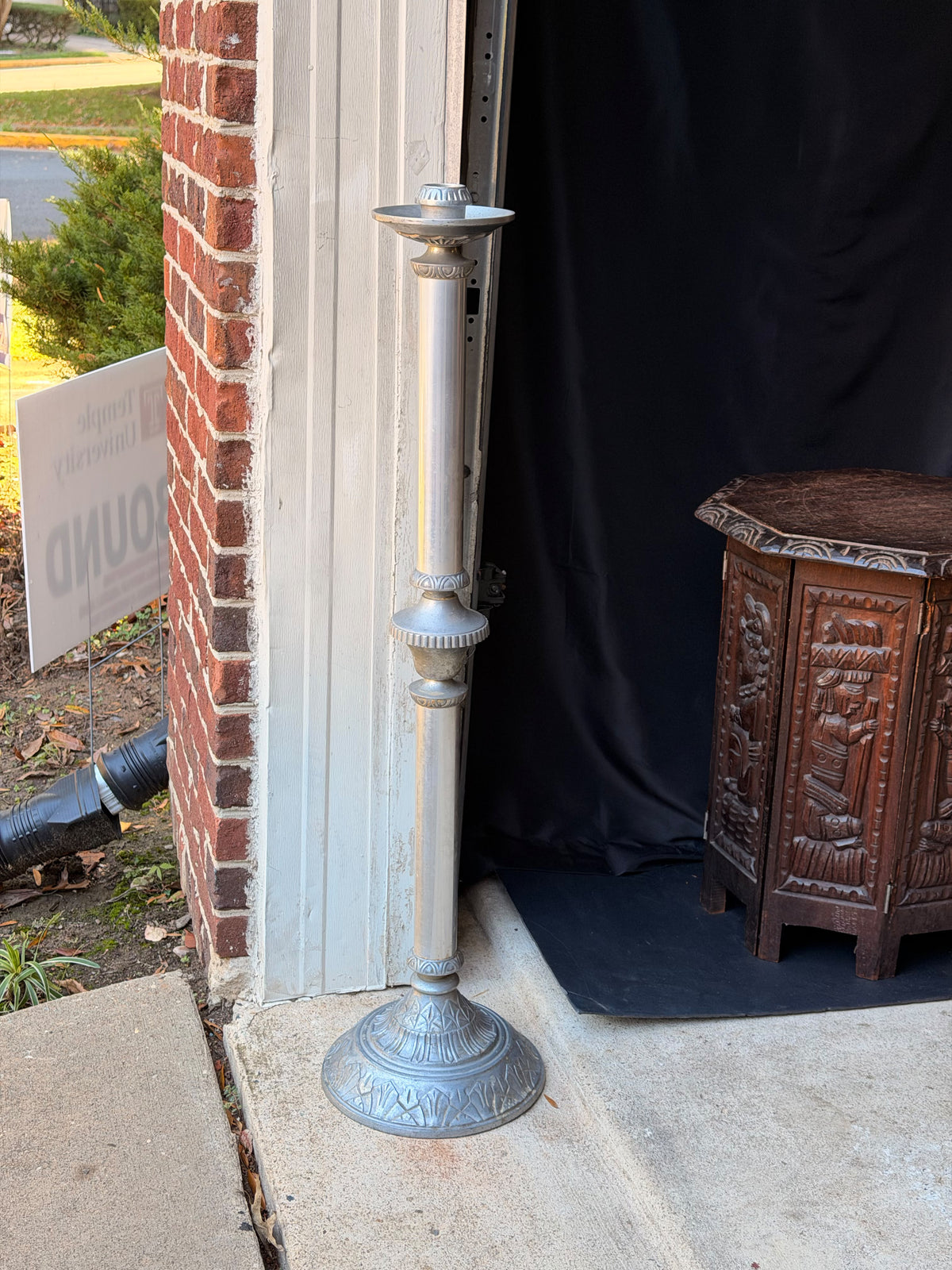 Vintage Cast Aluminum Church Altar Floor Candlestick Pattern No 26 41" Tall