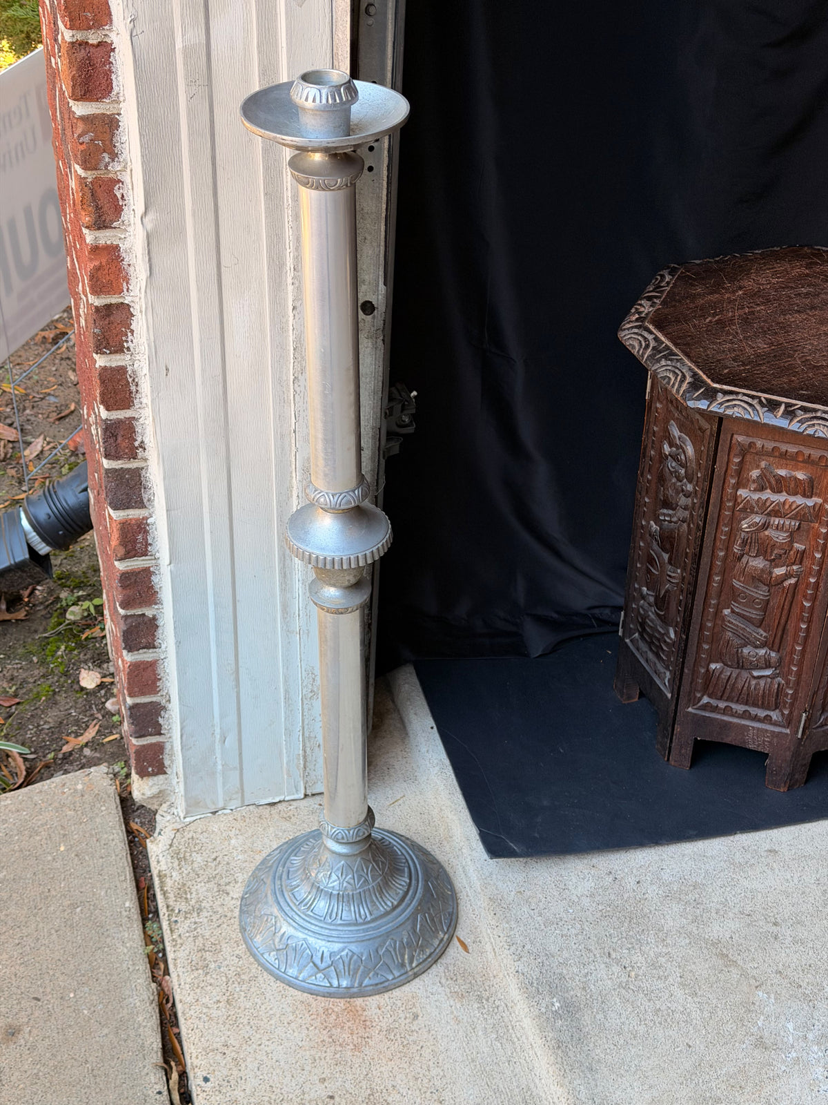 Vintage Cast Aluminum Church Altar Floor Candlestick Pattern No 26 41" Tall