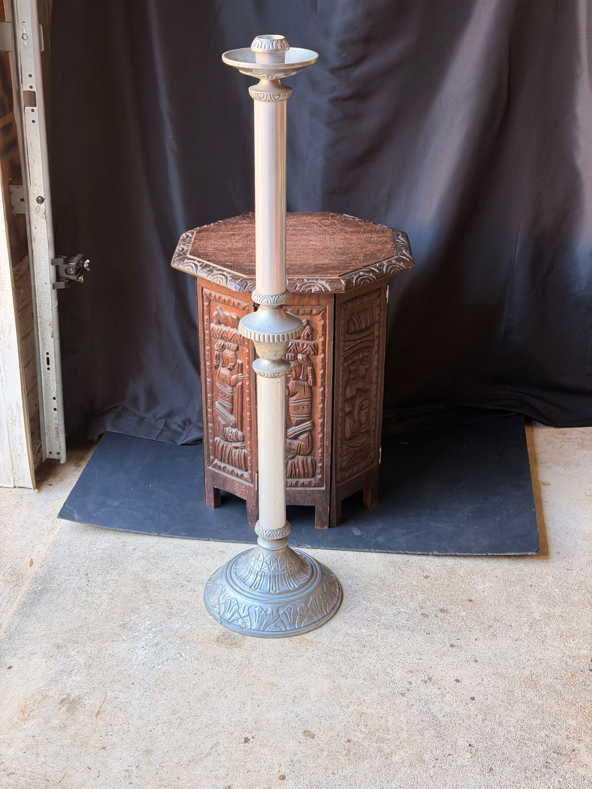 Vintage Cast Aluminum Church Altar Floor Candlestick Pattern No 26 41" Tall
