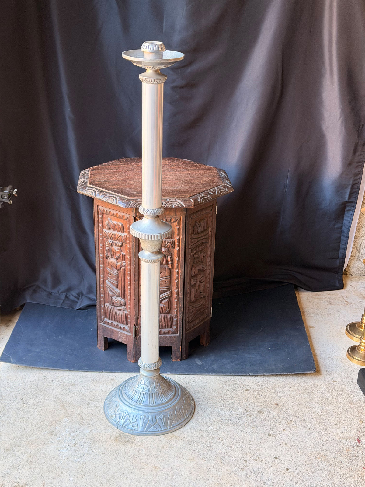 Vintage Cast Aluminum Church Altar Floor Candlestick Pattern No 26 41" Tall