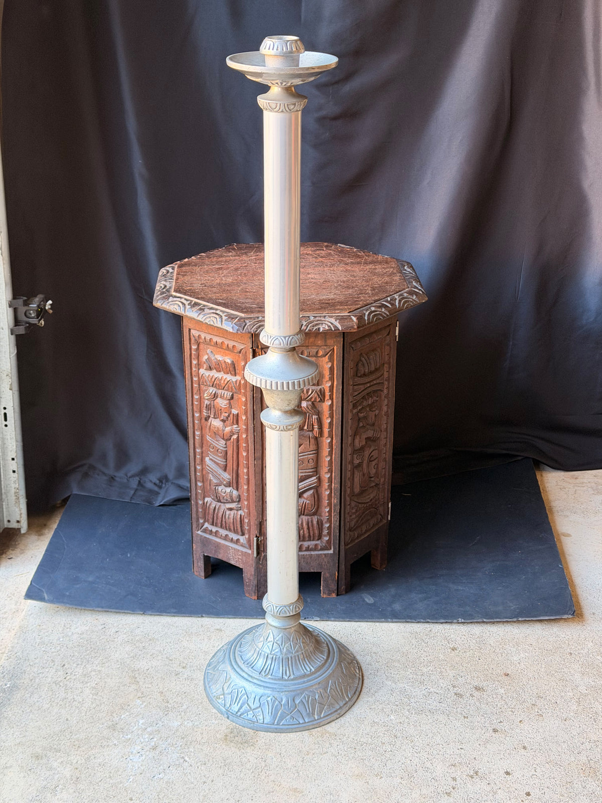 Vintage Cast Aluminum Church Altar Floor Candlestick Pattern No 26 41" Tall