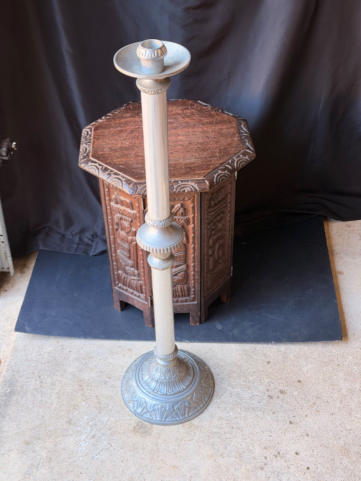 Vintage Cast Aluminum Church Altar Floor Candlestick Pattern No 26 41" Tall